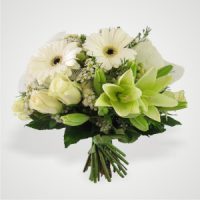 Funeral Sympathy Lilies Gerber Roses and Greens Bouquet