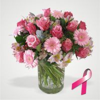 Pink Roses and Gerberas in a Vase