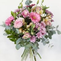 Pastel Pink Roses Gerberas Asters and Pennygum Bouquet