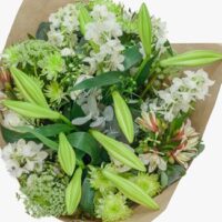 White Bouquet of Lilies Alstroemeria Snapdragons Status Asters and Pennygum