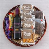 Deluxe Red Wine Chocolate Dried Fruit Nuts Biltong and Dry Wors Hamper