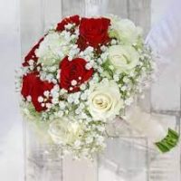 Bridal Flowers Bride Bouquet White and Red Roses