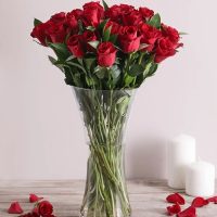 36 Red Roses and Greenery in a Vase