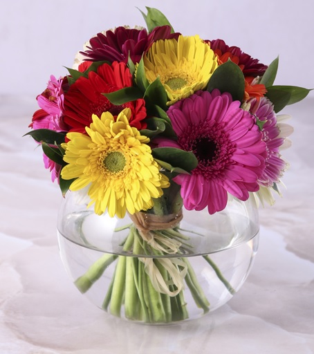 Gerbers in small vase