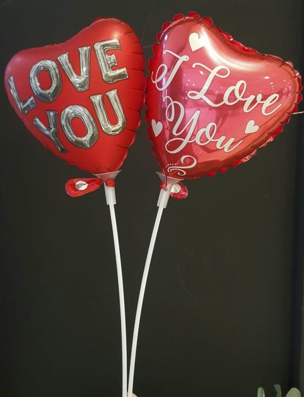 1 x I love you foil balloon on a stick