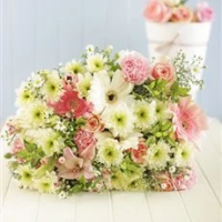 Cream & Pink Bouquet of Lilies, Gerbers, & Roses